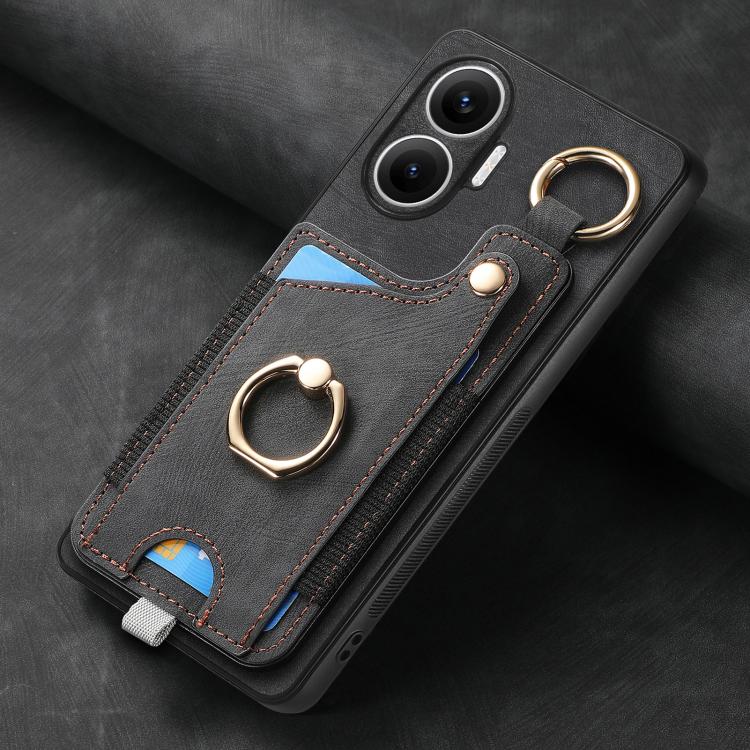 For Redmi Turbo 4 Pro Retro Skin-feel Ring Card Bag Phone Case with Hang Loop