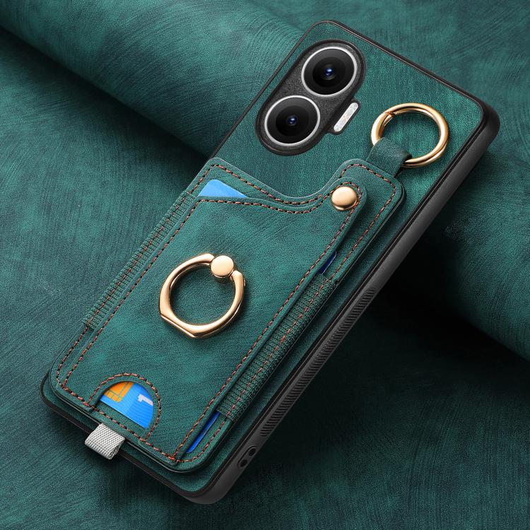 For Redmi Turbo 4 Pro Retro Skin-feel Ring Card Bag Phone Case with Hang Loop