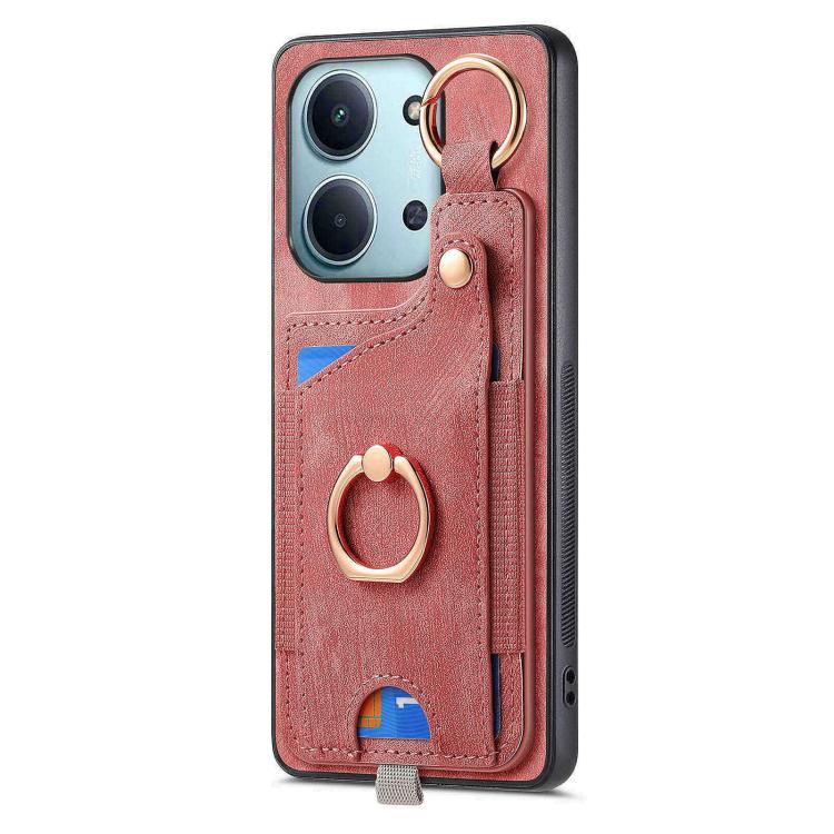 For Redmi 15C 5G / 4G Global 171mm Retro Skin-feel Ring Card Bag Phone Case with Hang Loop