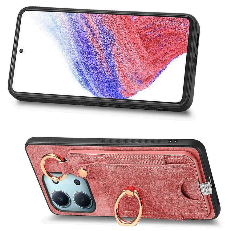 For Redmi 15C 5G / 4G Global 171mm Retro Skin-feel Ring Card Bag Phone Case with Hang Loop