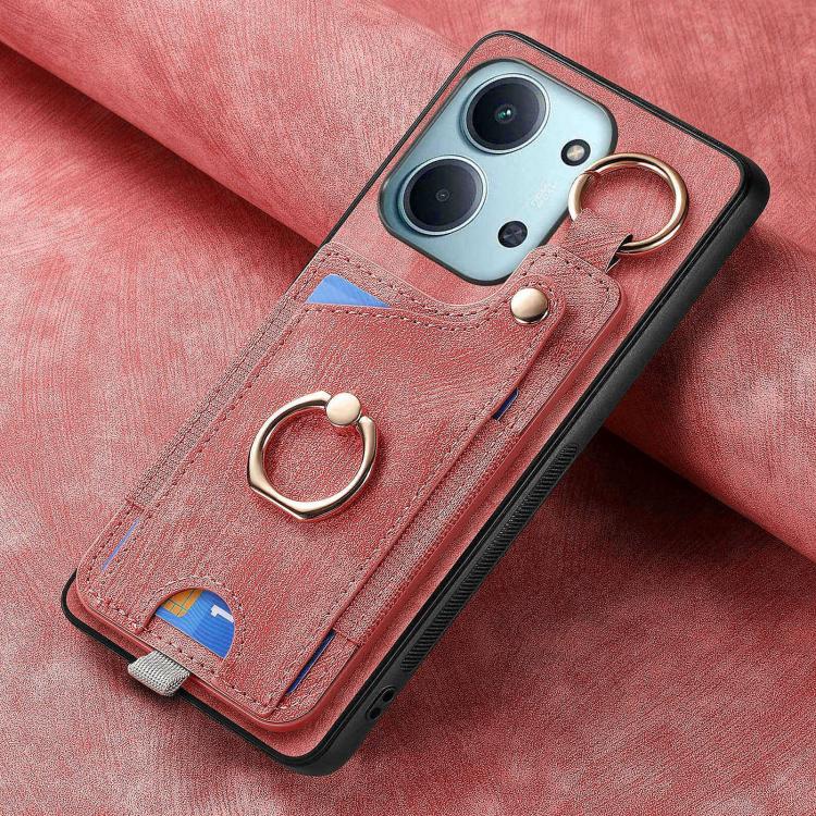 For Redmi 15C 5G / 4G Global 171mm Retro Skin-feel Ring Card Bag Phone Case with Hang Loop