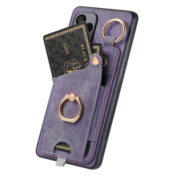 For Redmi 15C 5G / 4G Global 171mm Retro Skin-feel Ring Card Bag Phone Case with Hang Loop