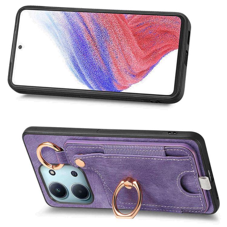 For Redmi 15C 5G / 4G Global 171mm Retro Skin-feel Ring Card Bag Phone Case with Hang Loop