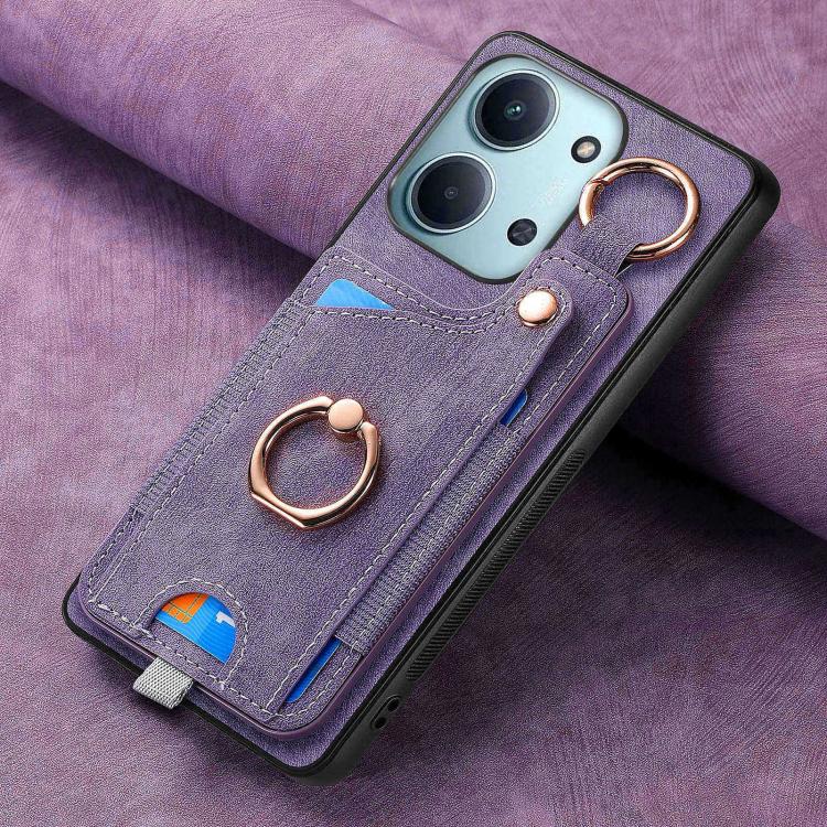 For Redmi 15C 5G / 4G Global 171mm Retro Skin-feel Ring Card Bag Phone Case with Hang Loop