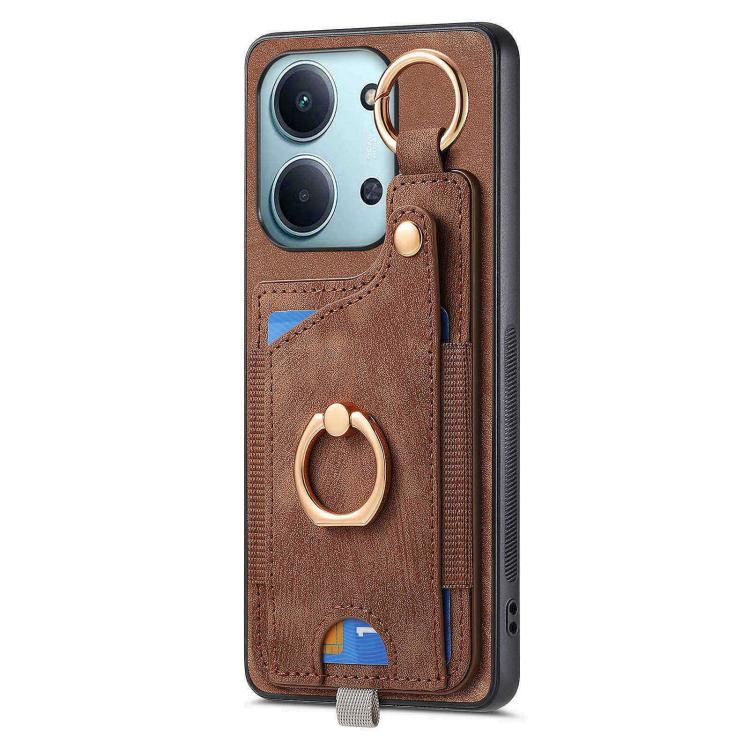 For Redmi 15C 5G / 4G Global 171mm Retro Skin-feel Ring Card Bag Phone Case with Hang Loop