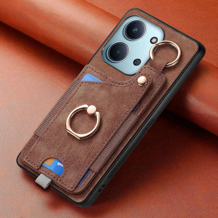 For Redmi 15C 5G / 4G Global 171mm Retro Skin-feel Ring Card Bag Phone Case with Hang Loop