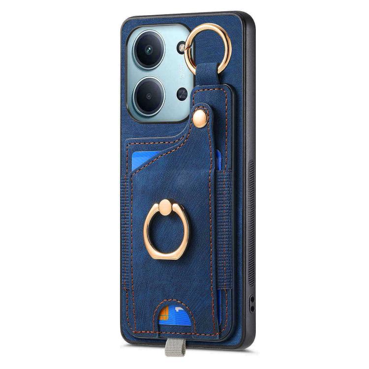 For Redmi 15C 5G / 4G Global 171mm Retro Skin-feel Ring Card Bag Phone Case with Hang Loop