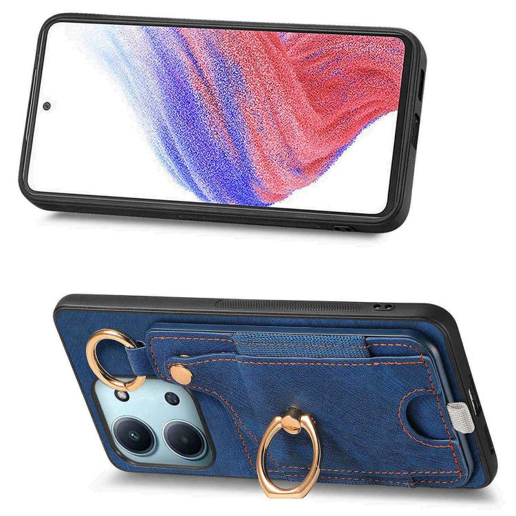 For Redmi 15C 5G / 4G Global 171mm Retro Skin-feel Ring Card Bag Phone Case with Hang Loop