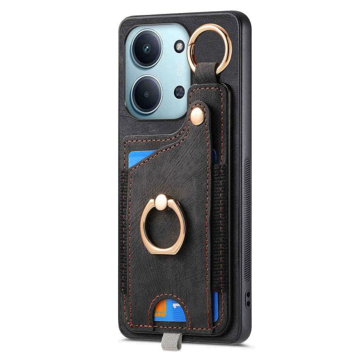 For Redmi 15C 5G / 4G Global 171mm Retro Skin-feel Ring Card Bag Phone Case with Hang Loop