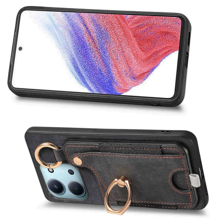 For Redmi 15C 5G / 4G Global 171mm Retro Skin-feel Ring Card Bag Phone Case with Hang Loop