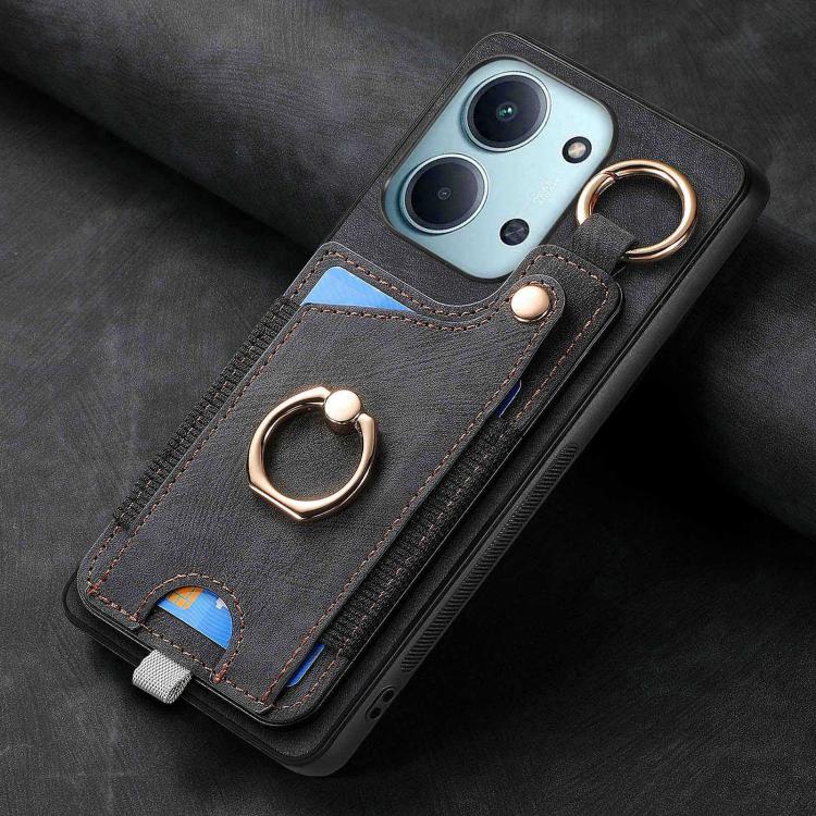 For Redmi 15C 5G / 4G Global 171mm Retro Skin-feel Ring Card Bag Phone Case with Hang Loop