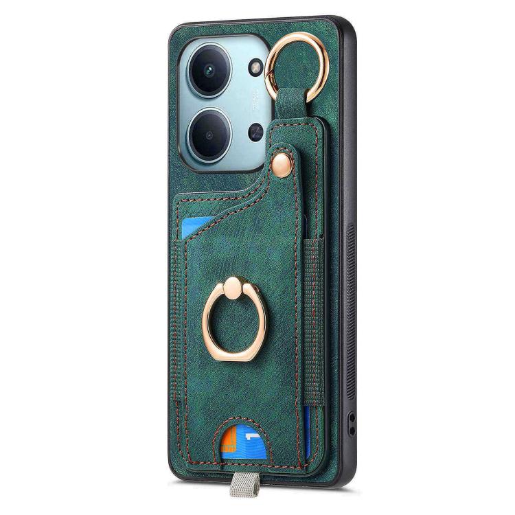 For Redmi 15C 5G / 4G Global 171mm Retro Skin-feel Ring Card Bag Phone Case with Hang Loop