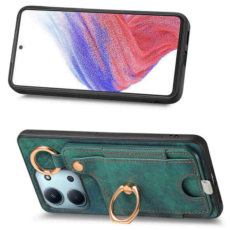 For Redmi 15C 5G / 4G Global 171mm Retro Skin-feel Ring Card Bag Phone Case with Hang Loop