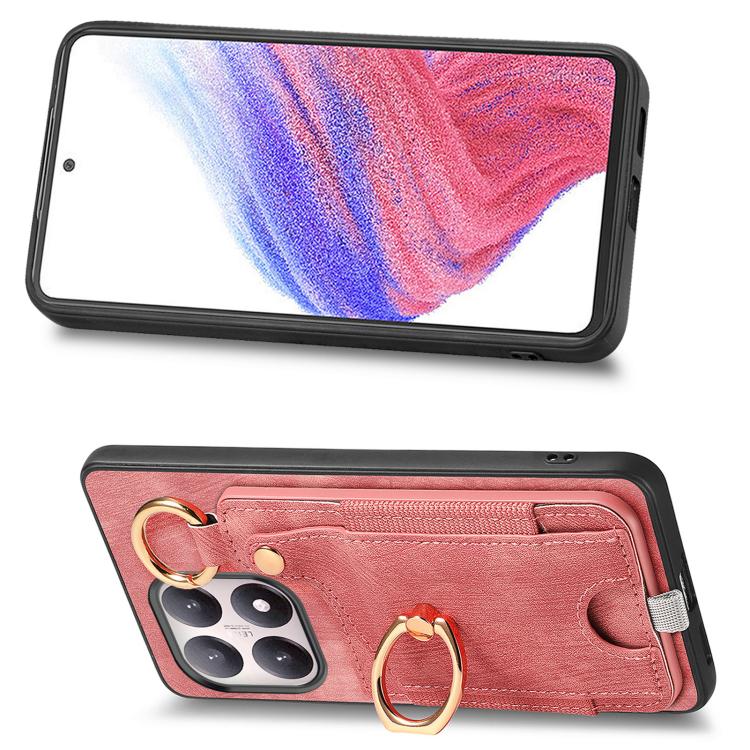 For Xiaomi 15T Retro Skin-feel Ring Card Bag Phone Case with Hang Loop