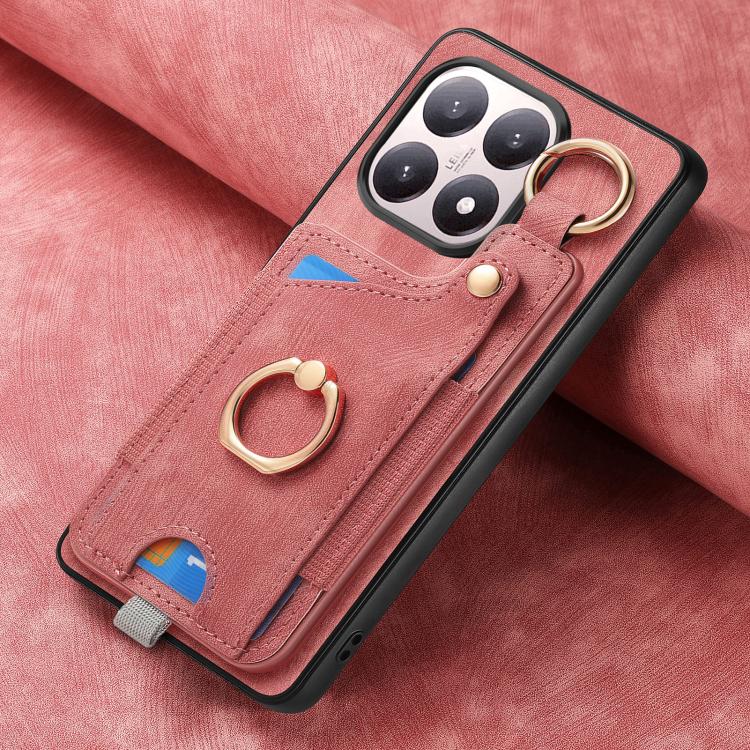 For Xiaomi 15T Retro Skin-feel Ring Card Bag Phone Case with Hang Loop