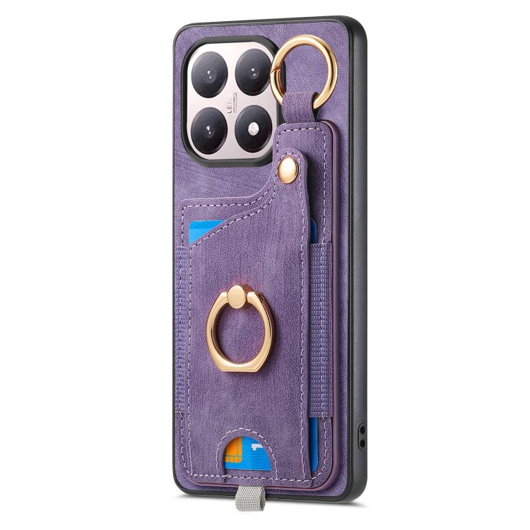 For Xiaomi 15T Retro Skin-feel Ring Card Bag Phone Case with Hang Loop