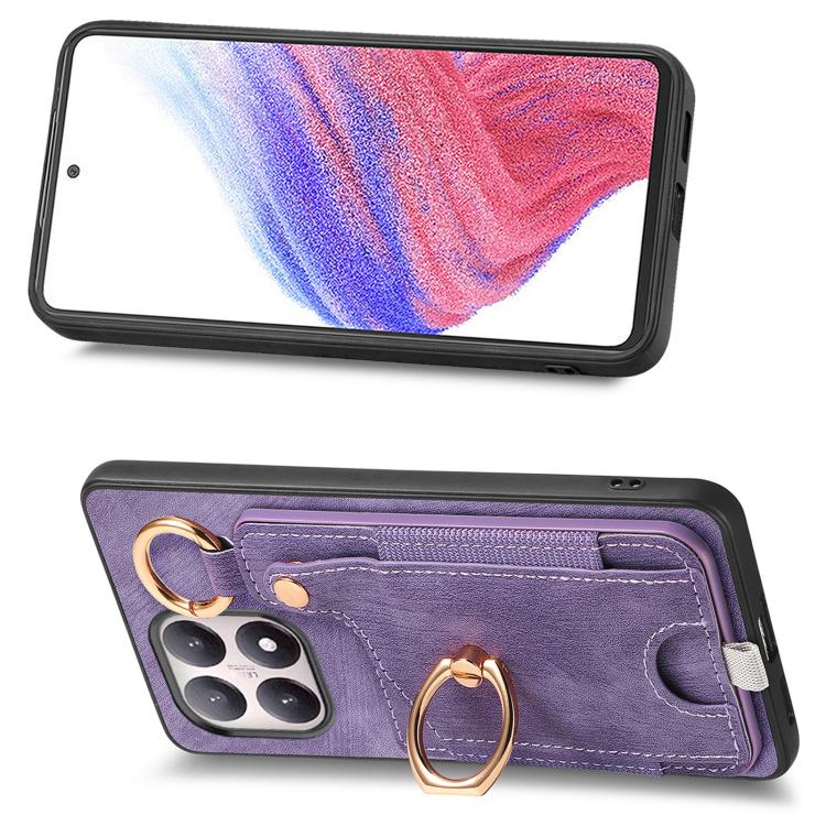 For Xiaomi 15T Retro Skin-feel Ring Card Bag Phone Case with Hang Loop