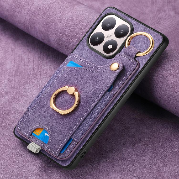 For Xiaomi 15T Retro Skin-feel Ring Card Bag Phone Case with Hang Loop