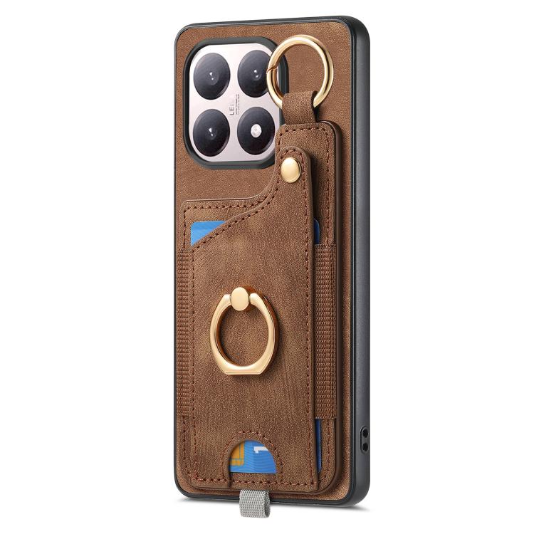 For Xiaomi 15T Retro Skin-feel Ring Card Bag Phone Case with Hang Loop
