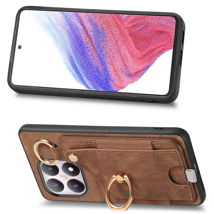 For Xiaomi 15T Retro Skin-feel Ring Card Bag Phone Case with Hang Loop