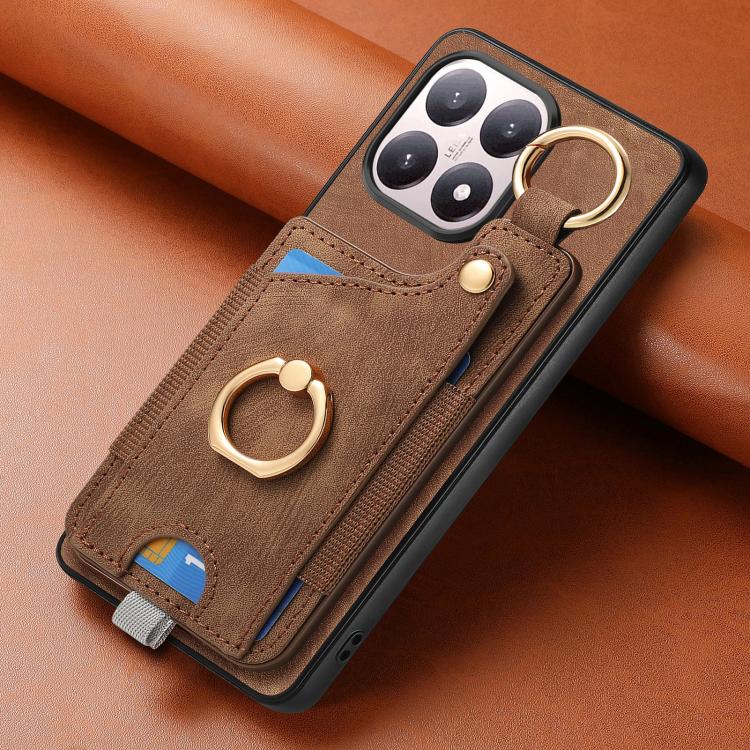 For Xiaomi 15T Retro Skin-feel Ring Card Bag Phone Case with Hang Loop