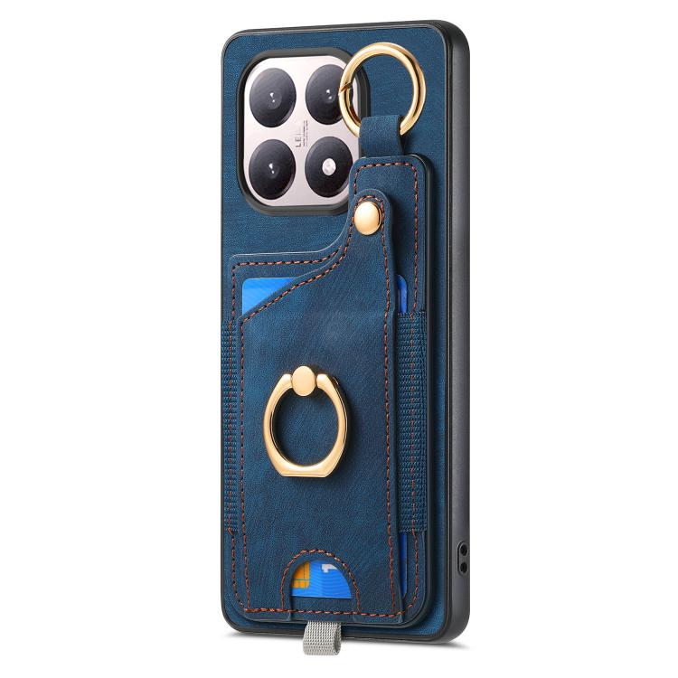 For Xiaomi 15T Retro Skin-feel Ring Card Bag Phone Case with Hang Loop