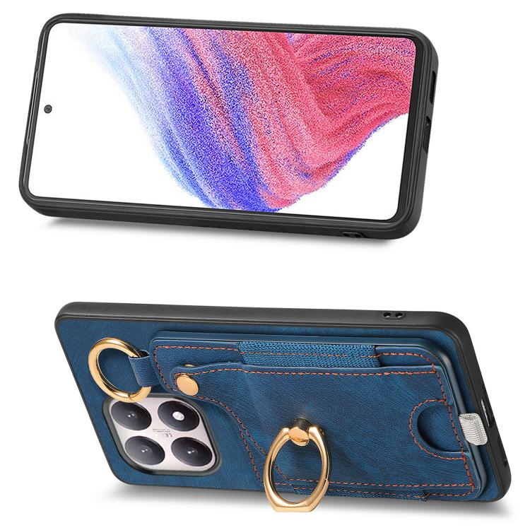 For Xiaomi 15T Retro Skin-feel Ring Card Bag Phone Case with Hang Loop
