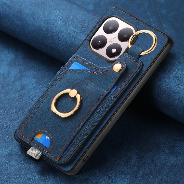 For Xiaomi 15T Retro Skin-feel Ring Card Bag Phone Case with Hang Loop
