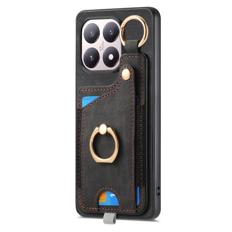 For Xiaomi 15T Retro Skin-feel Ring Card Bag Phone Case with Hang Loop