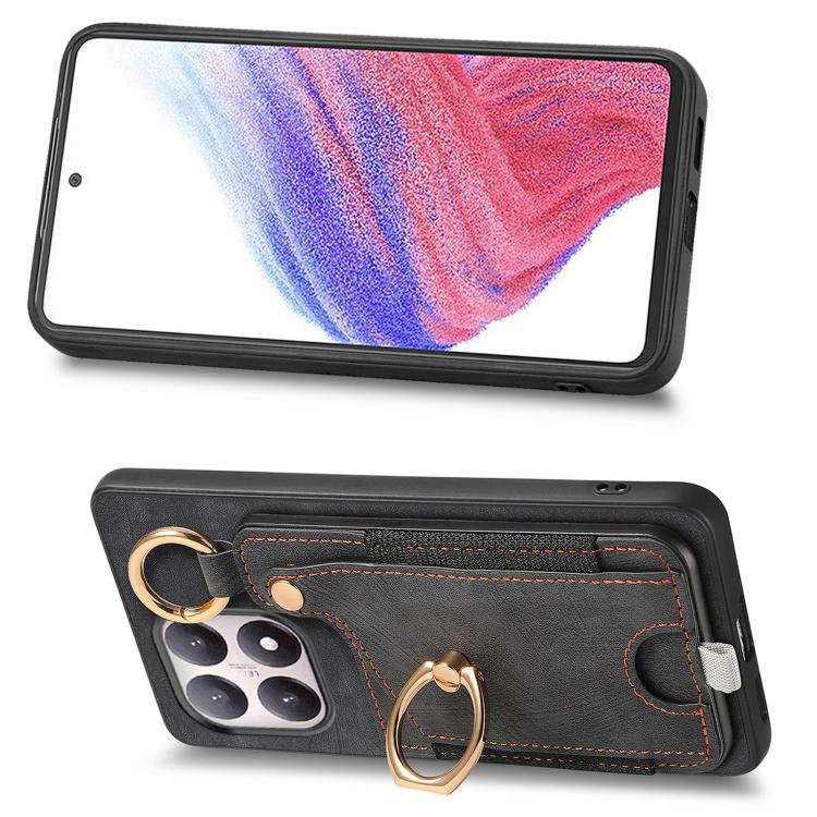For Xiaomi 15T Retro Skin-feel Ring Card Bag Phone Case with Hang Loop