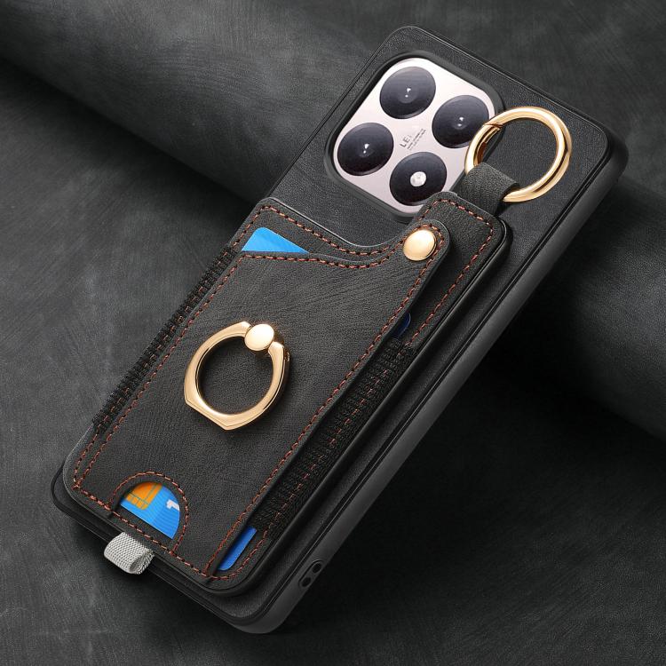 For Xiaomi 15T Retro Skin-feel Ring Card Bag Phone Case with Hang Loop