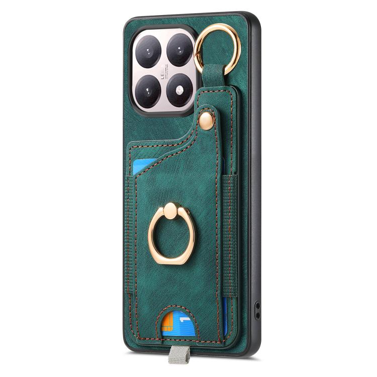 For Xiaomi 15T Retro Skin-feel Ring Card Bag Phone Case with Hang Loop