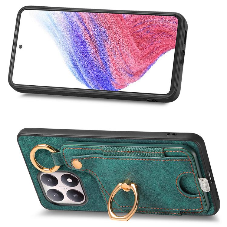 For Xiaomi 15T Retro Skin-feel Ring Card Bag Phone Case with Hang Loop
