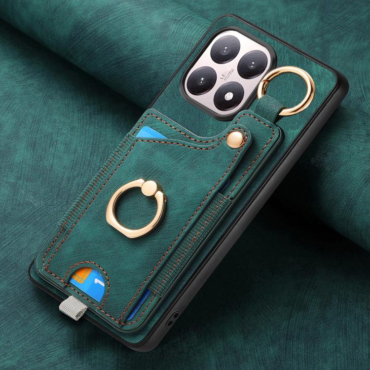 For Xiaomi 15T Retro Skin-feel Ring Card Bag Phone Case with Hang Loop