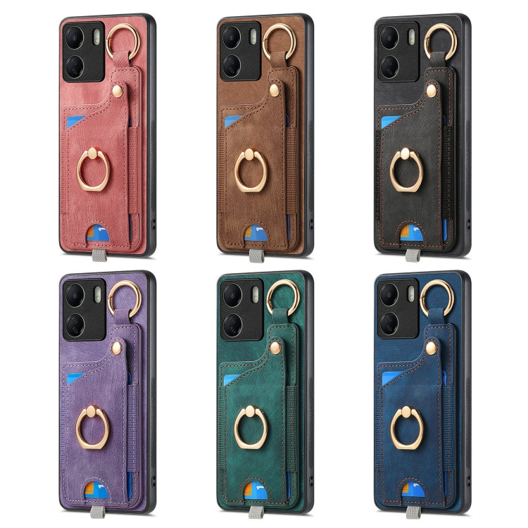 For Redmi Note 10 4G Retro Skin-feel Ring Card Bag Phone Case with Hang Loop