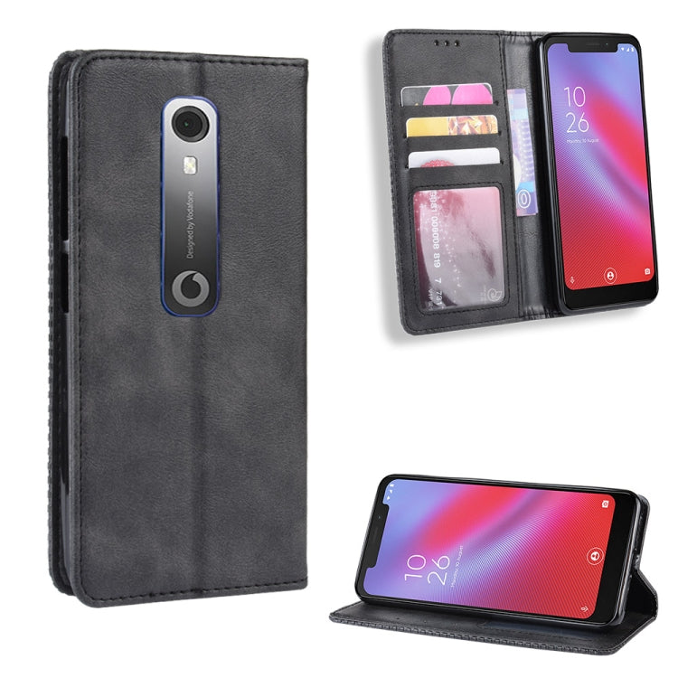 Magnetic Buckle Retro Crazy Horse Texture Horizontal Flip Leather Case for Vodafone Smart N10 (VFD630) , with Holder & Card Slots & Photo Frame