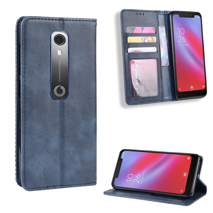 Magnetic Buckle Retro Crazy Horse Texture Horizontal Flip Leather Case for Vodafone Smart N10 (VFD630) , with Holder & Card Slots & Photo Frame