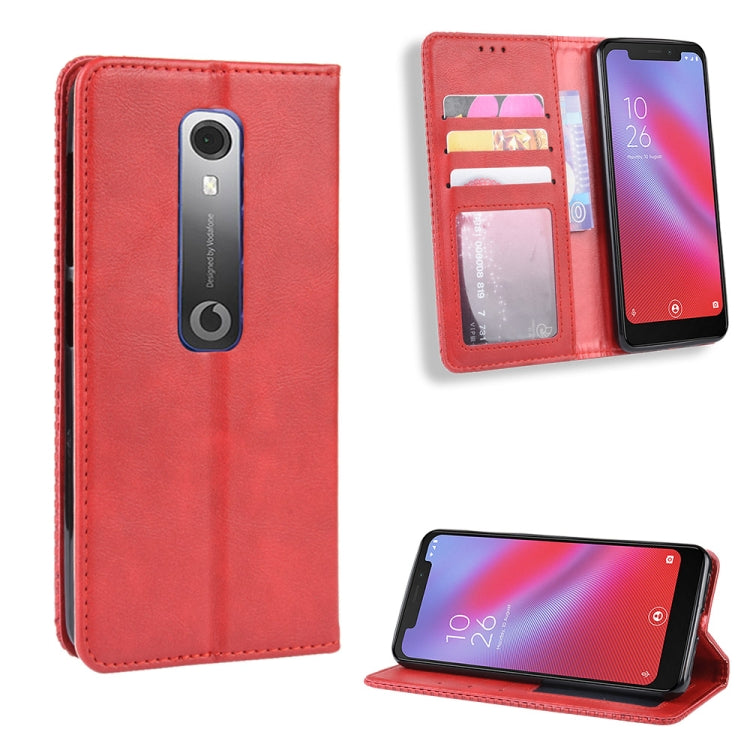 Magnetic Buckle Retro Crazy Horse Texture Horizontal Flip Leather Case for Vodafone Smart N10 (VFD630) , with Holder & Card Slots & Photo Frame
