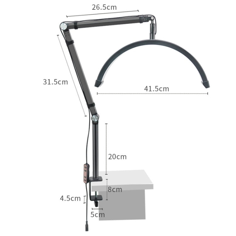HD-M3X Pro 16 inch Adjustable Brightness Beauty Light Half Moon Light Eyelash Tech Lamp, Plug:AU Plug