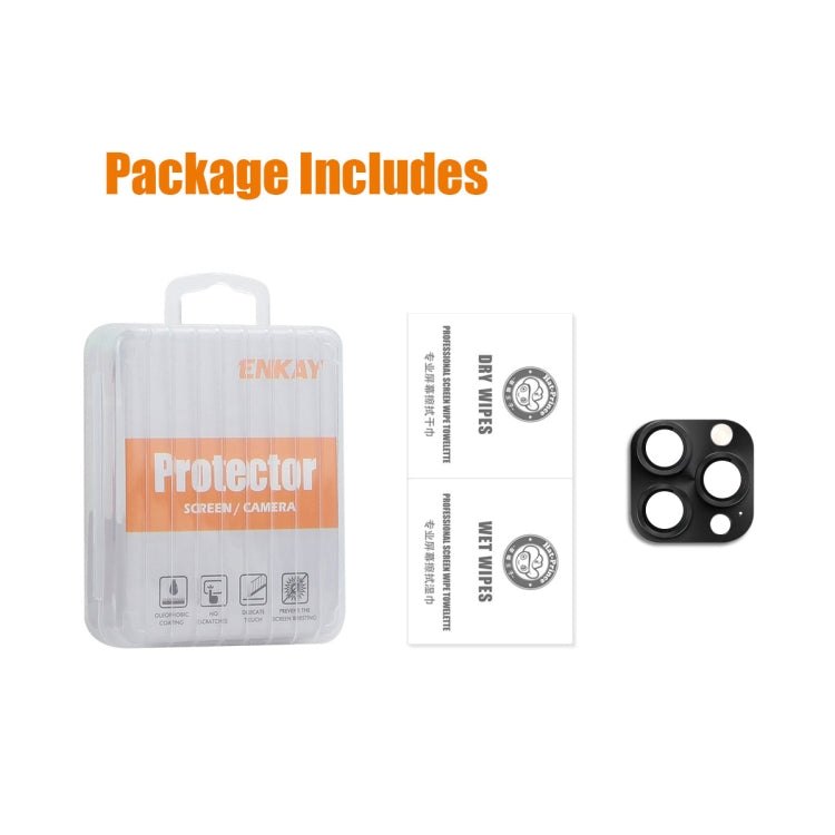For iPhone 16 Pro / 16 Pro Max ENKAY Anti-reflection Camera Lens Aluminium Alloy Tempered Glass Film