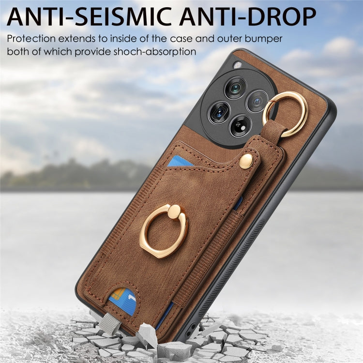 For OnePlus Nord CE3 Retro Skin-feel Ring Card Bag Phone Case with Hang Loop