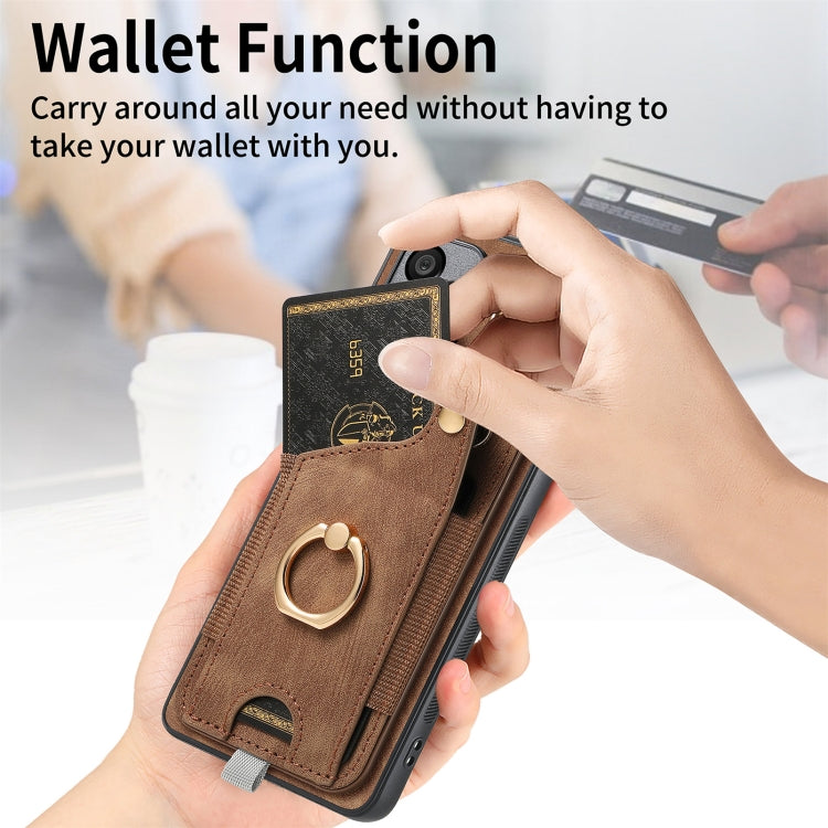 For OnePlus Nord CE3 Retro Skin-feel Ring Card Bag Phone Case with Hang Loop