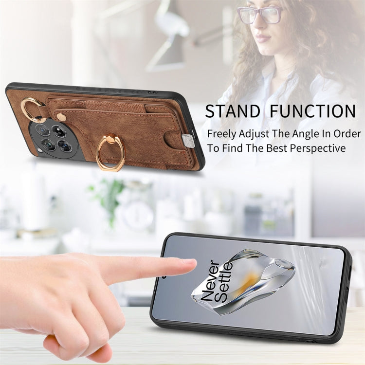 For OnePlus Nord CE3 Retro Skin-feel Ring Card Bag Phone Case with Hang Loop