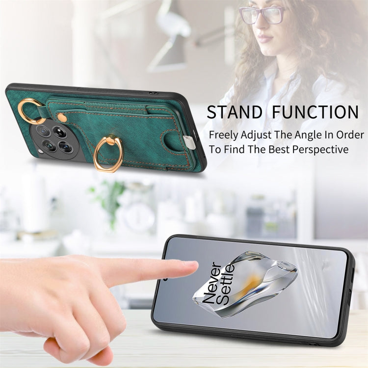 For OnePlus Nord CE3 Retro Skin-feel Ring Card Bag Phone Case with Hang Loop