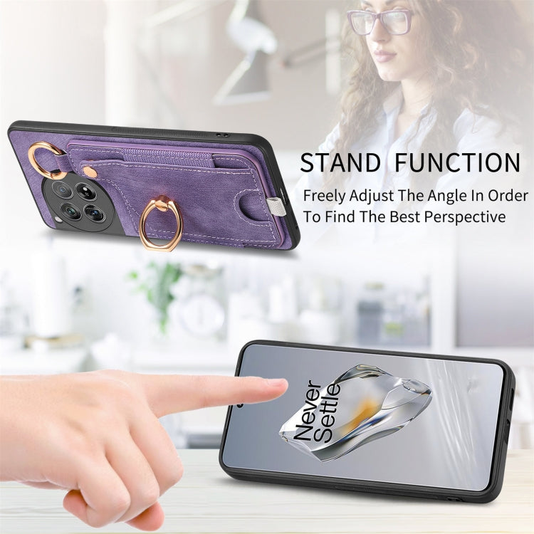 For OnePlus Nord CE3 Retro Skin-feel Ring Card Bag Phone Case with Hang Loop