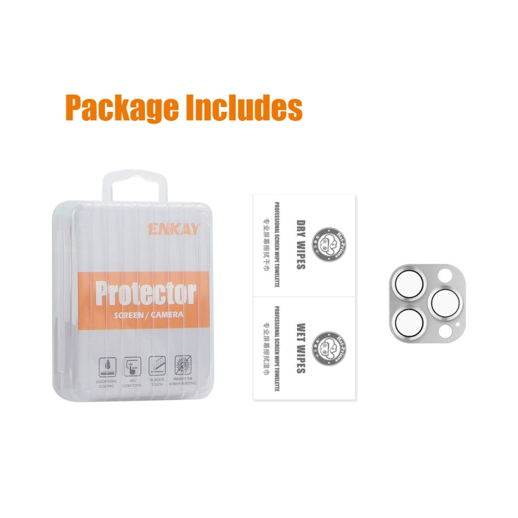 For iPhone 16 Pro / 16 Pro Max ENKAY Aluminium Alloy Tempered Glass Lens Cover Film