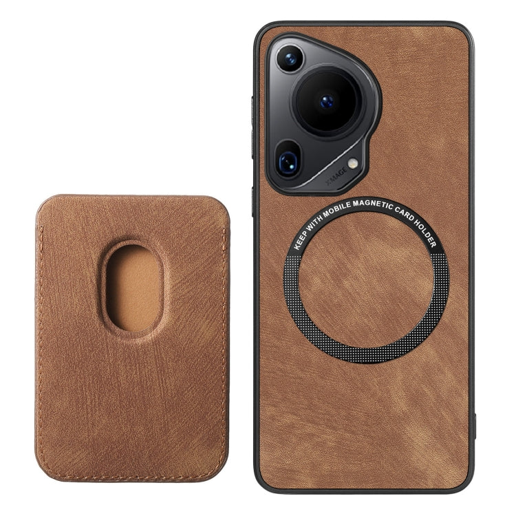 For Huawei Pura 70 Retro Leather Card Bag Magnetic Phone Case