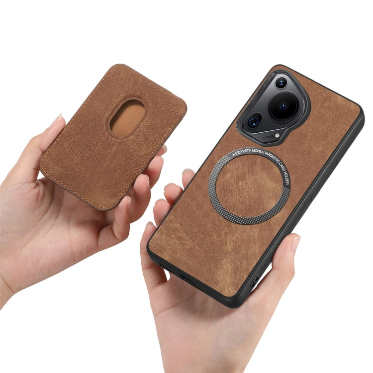 For Huawei Pura 70 Retro Leather Card Bag Magnetic Phone Case