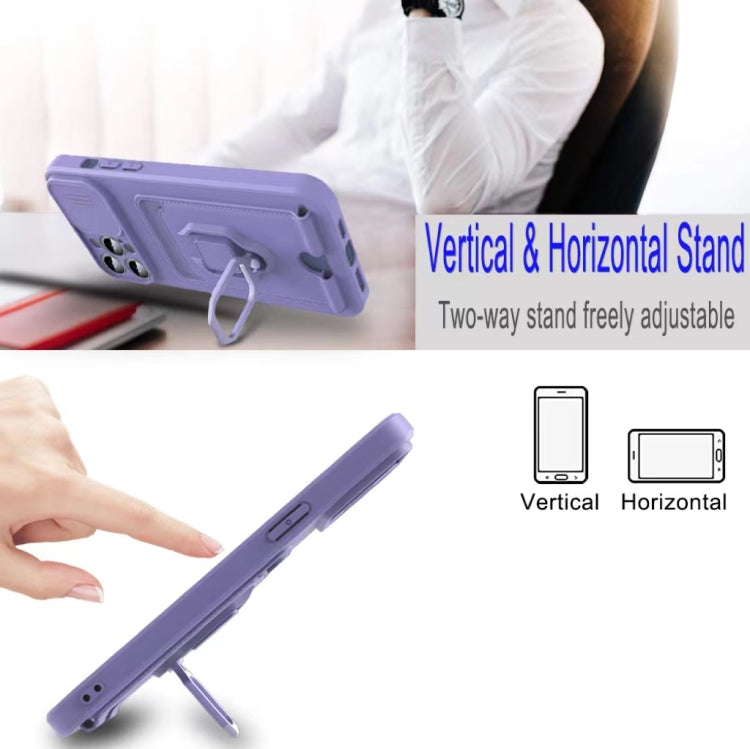 For iPhone 11 Pro Sliding Camshield Magnetic Card Holder Silicone Phone Case with Lanyard
