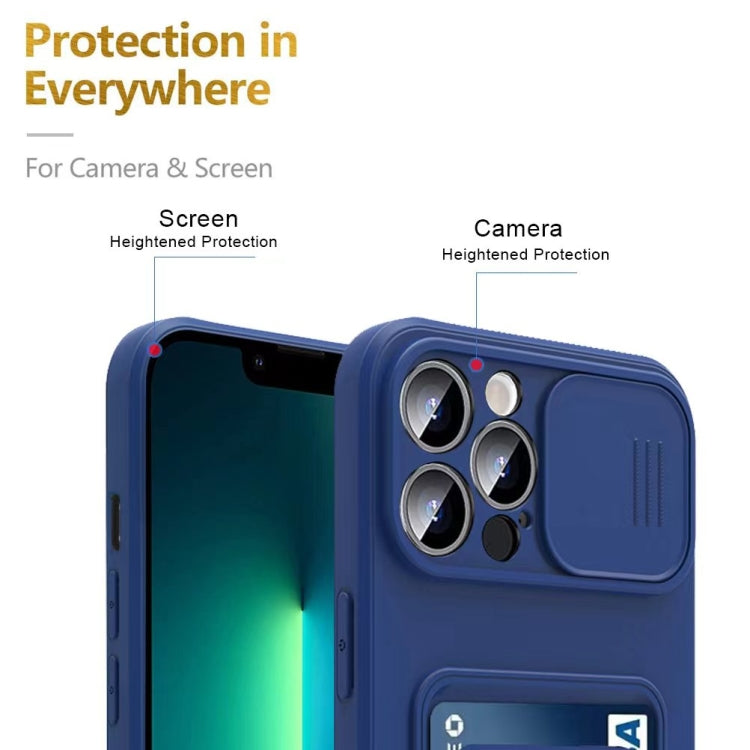 For iPhone 11 Pro Max Sliding Camshield Magnetic Card Holder Silicone Phone Case with Lanyard